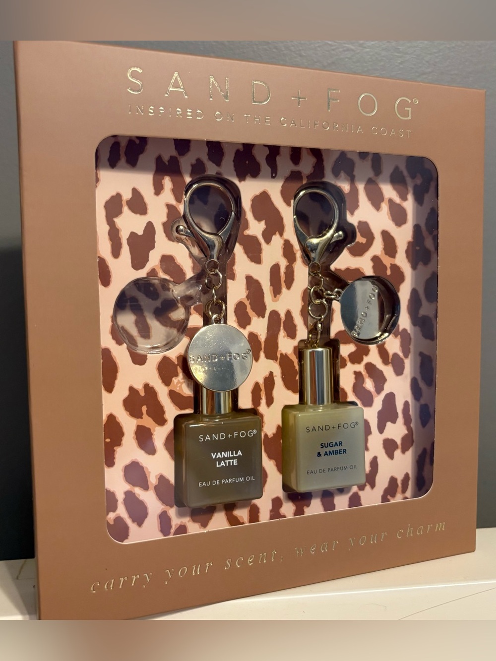 SAND + FOG Vanilla Latte and Sugar & Amber Eau de Parfum Oil Roller Charm Set